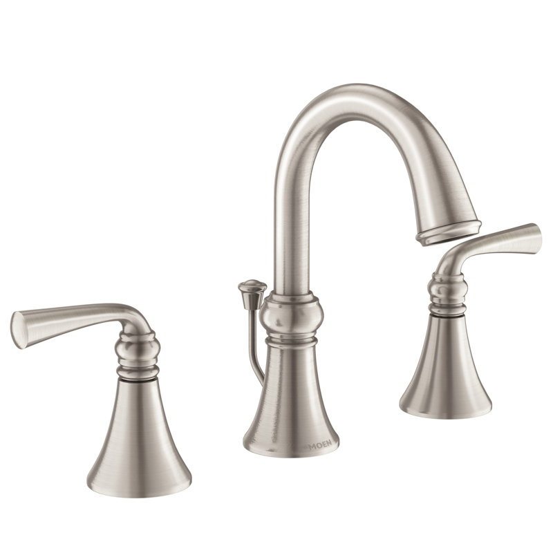 Moen Wetherly High-Arc Widespread Bathroom Faucet with Drain Assembly ...